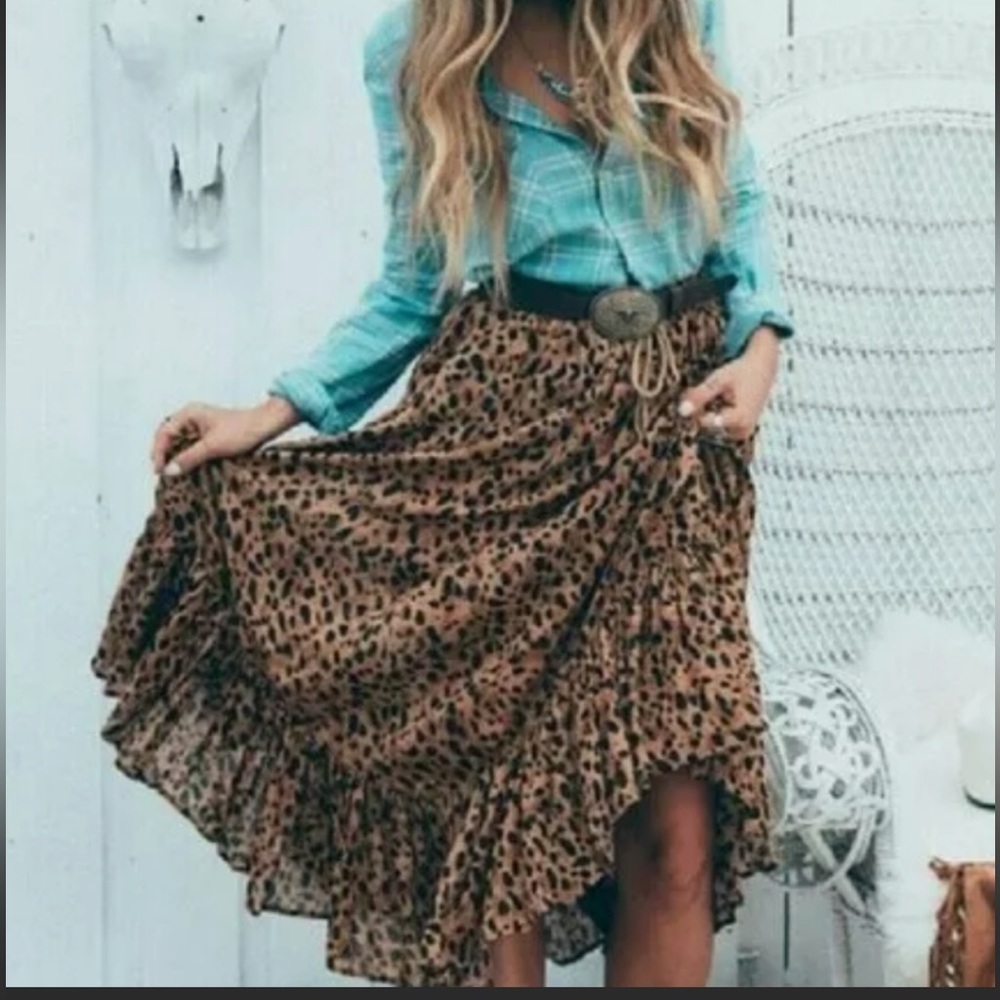 Spell Size M Saphari Frill Maxi Skirt NWT